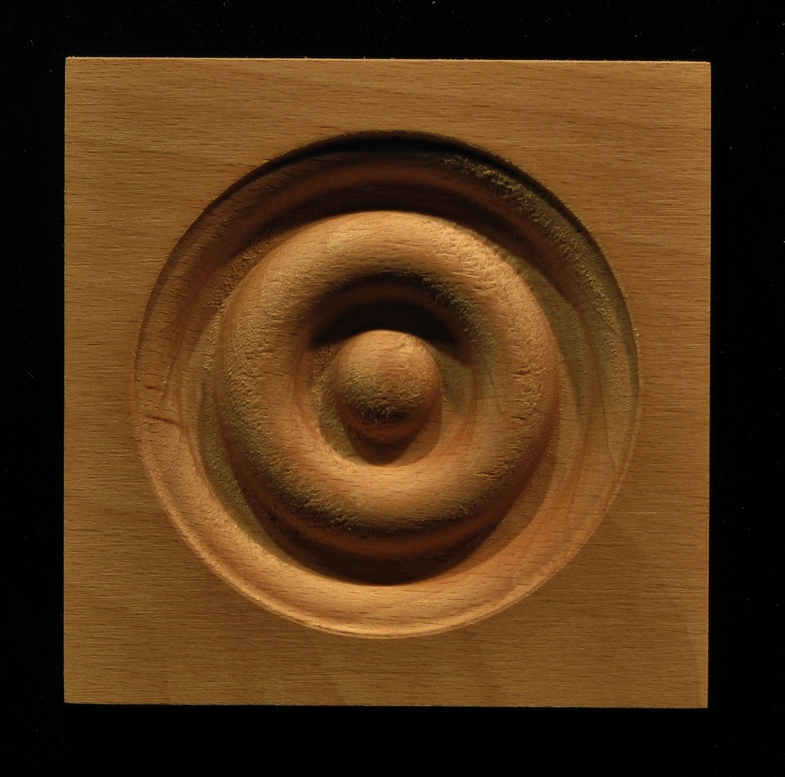 Wood corner block Carved Bullseye Rosette 8
