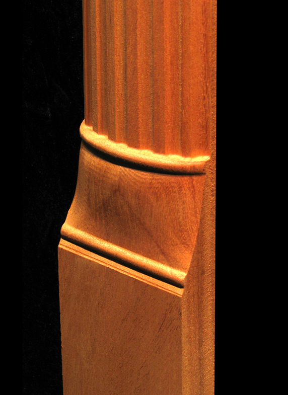 Carved wood column pilaster Fluted Partial Round.