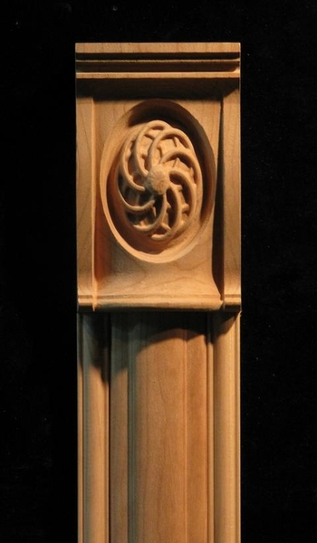 Carved wood column pilaster -  Woven Rings with Profiled Base.