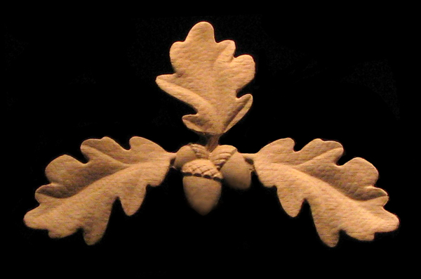 Onlay Oak Leaves Center Carved Wood Ghiande quercia acorns