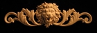 Wood Onlay - Wide - Roaring Lion Head w Scroll Accent