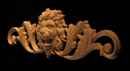 Onlay - Wide - Roaring Lion Head with Scroll Accent