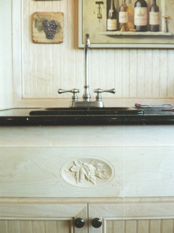 Inset wine grape drawer front carving | Cabinetry and Doors