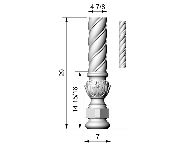 Table Leg - Spiral with Acanthus Foot