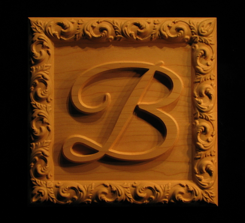 Carved Monogram with Border | Custom Carved Panels