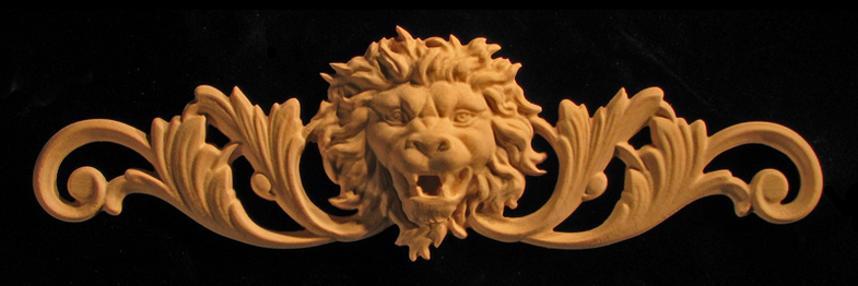 Onlay - Wide - Roaring Lion Head with Scroll Accent