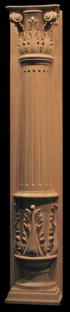 Column - Half Round Pilaster, Fluted Column, Acanthus Capital & Pedestal