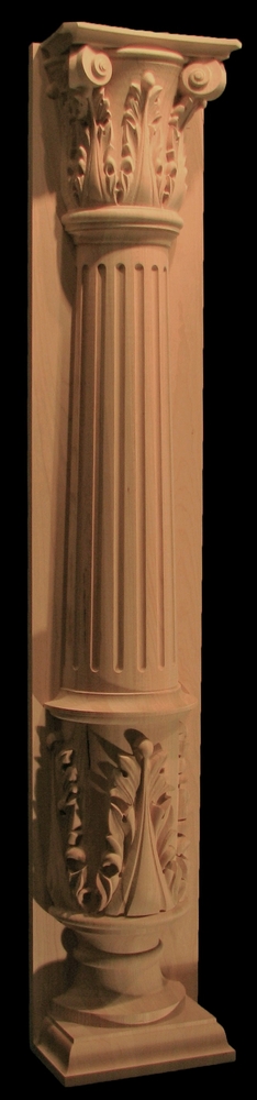 Column - Half Round Pilaster, Fluted Column, Acanthus Capital & Pedestal