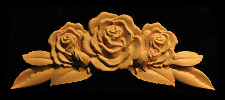 Onlay - Carved Rose with Leaves & Buds