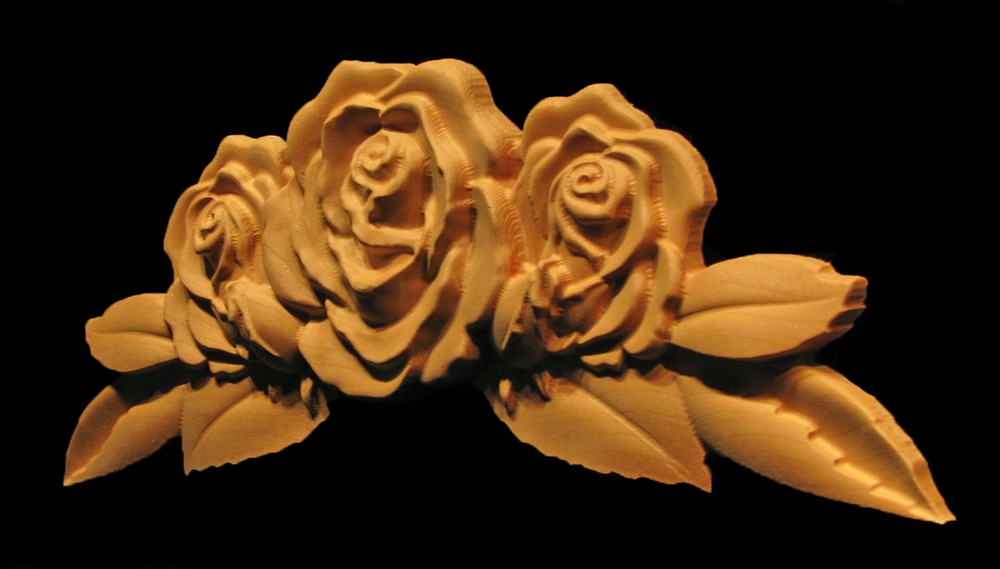 Onlay - Carved Rose with Leaves & Buds