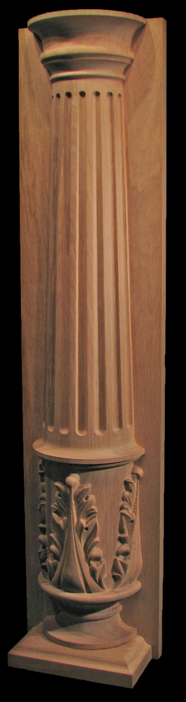 Column - Half Round Pilaster, Fluted Column, Acanthus Pedestal, Doric Capital