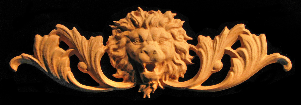 Onlay - Wide  - Roaring Lion Head w Scroll - Short