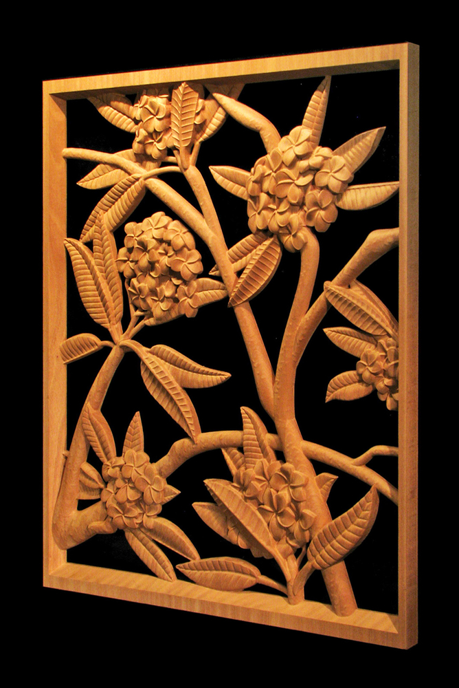 Plumeria Floral Carved Panel