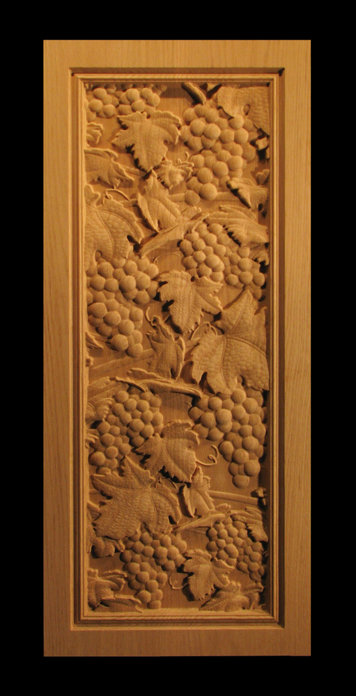 Wine Grapes Carved Panel