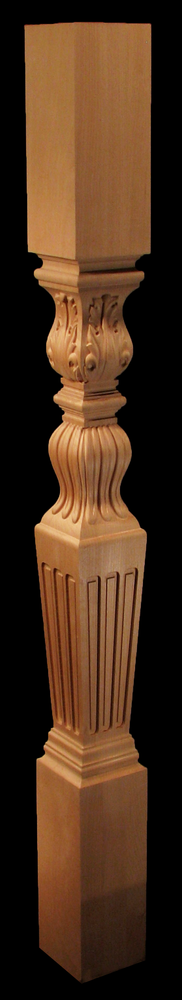 Newel Post - Acanthus with Fluted Base