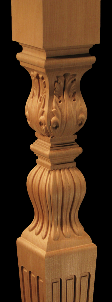 Newel Post - Acanthus with Fluted Base