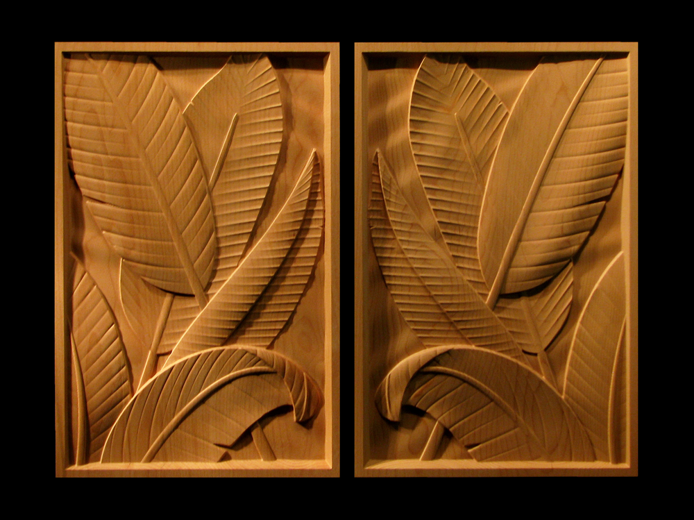 Tropical Leaf Carved Panel