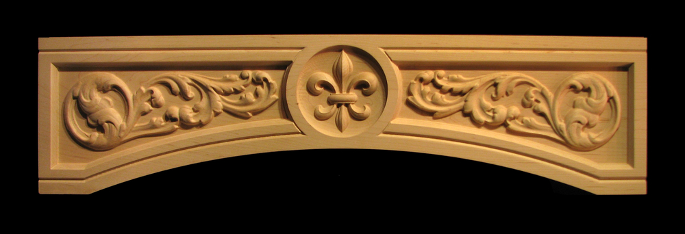 Range Hood Apron Panel - Fleur de Lis with Arched Scrolls