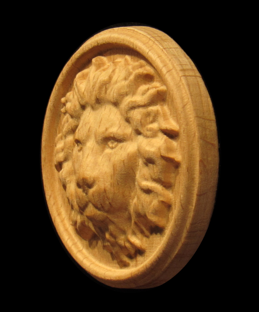 Details about   Wood carved Rosette with Lion Head 