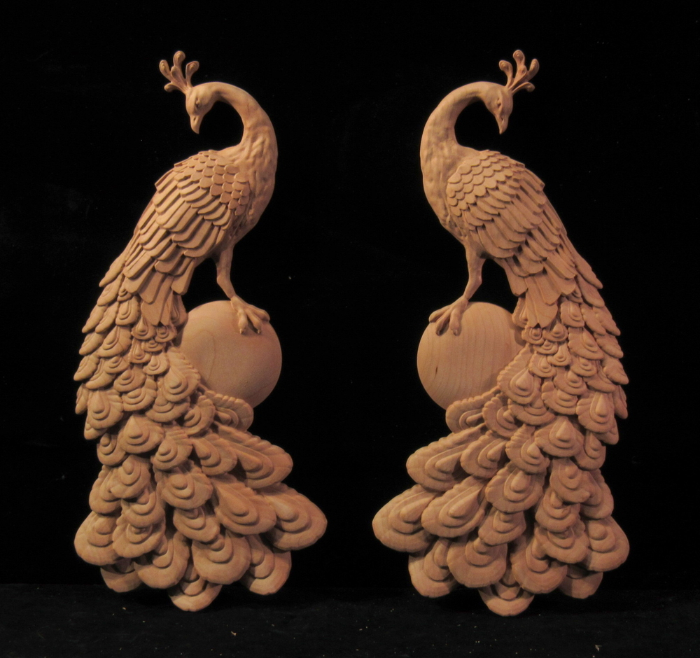 Carved Peacock Panel