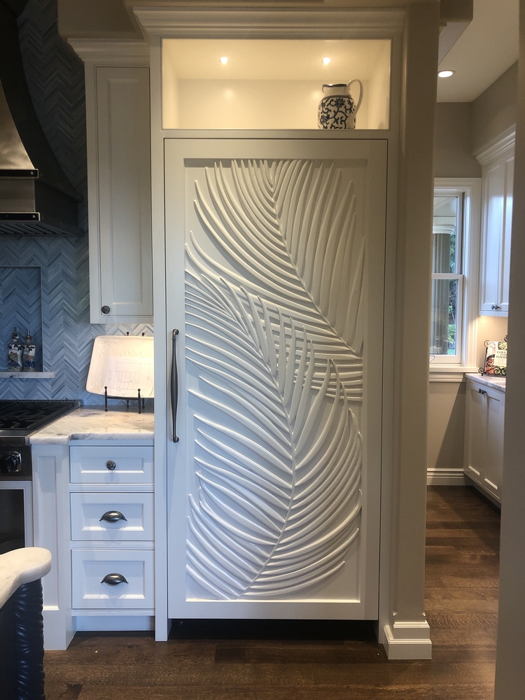 Palm Leaf Fridge Door Panels | Cabinetry and Doors