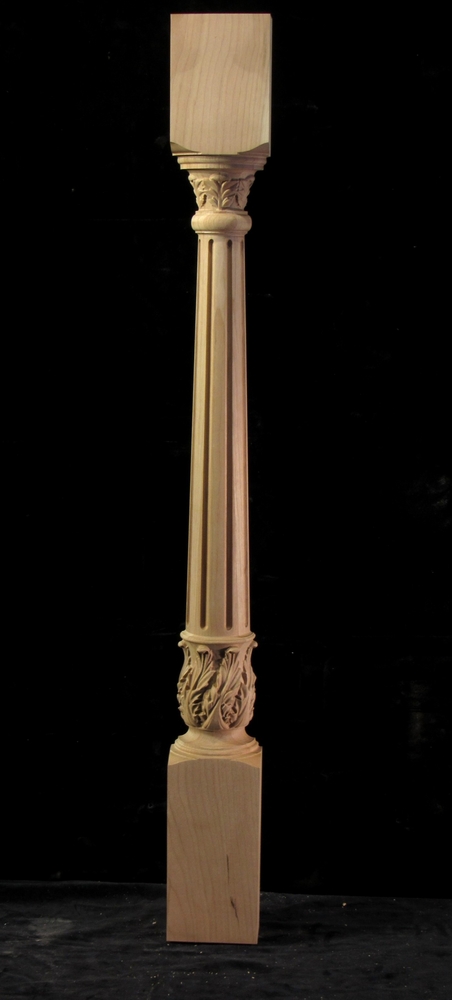CLEARANCE - Fluted Acanthus Post - Half Round - Cherry - 4W x 39.5T