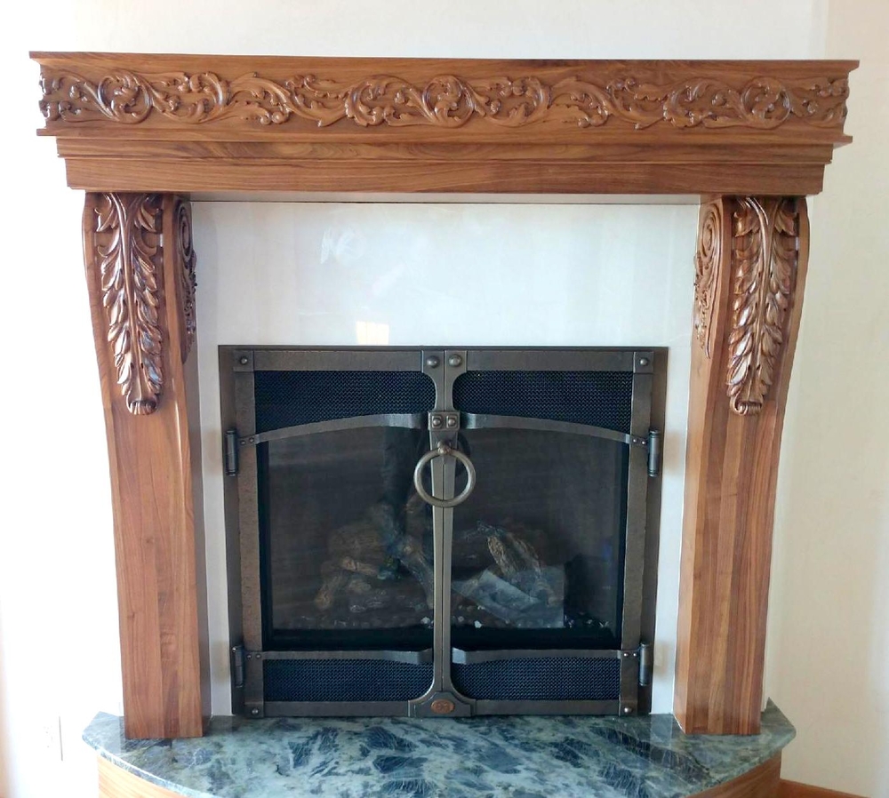 Fireplace Mantel Leg - Acanthus and Scrollwork