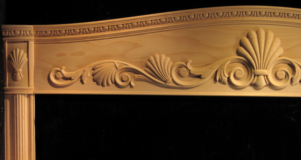 Arched Cabinet Header - Jubillee Shell and Scrollwork