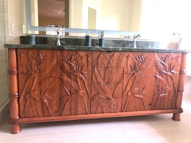 Bird and Leaves of Paradise Vanity Doors and Drawers | Cabinetry and Doors