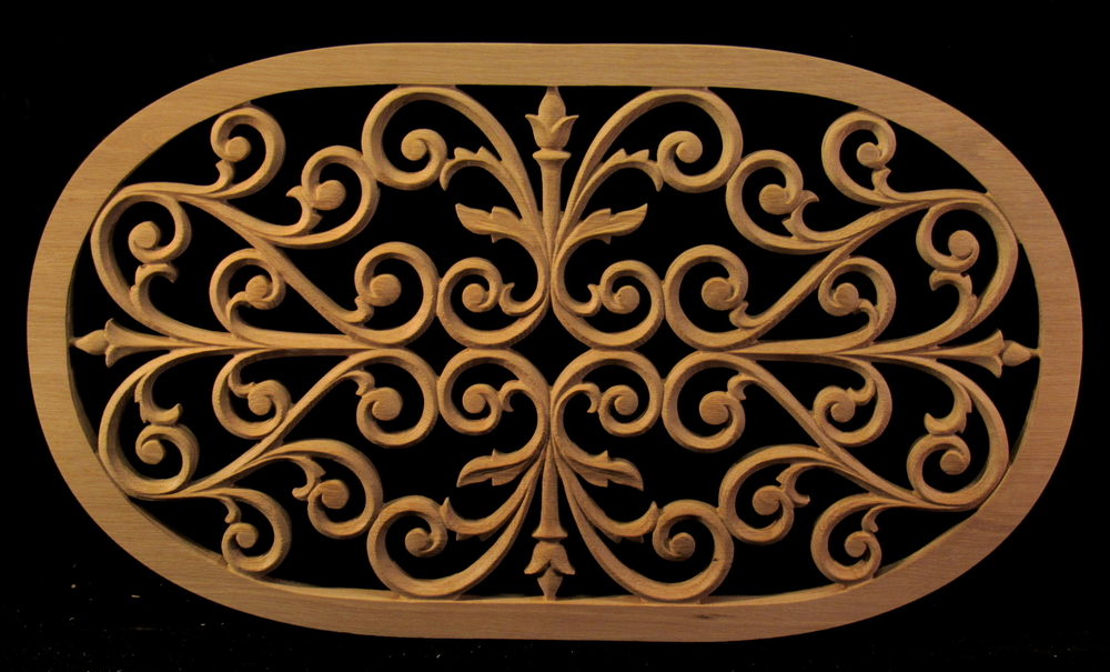 Scrolled Ironwork Grille Panels for a Grate | Custom Carved Panels