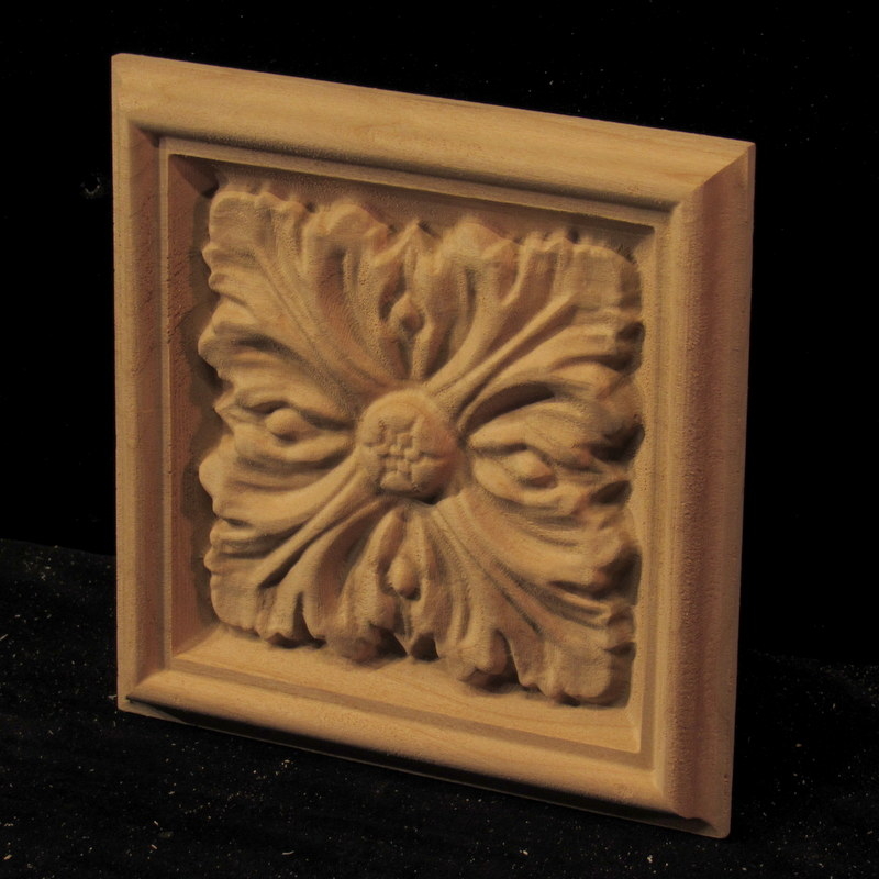 CLEARANCE - Acanthus Four Leaves Plaque - 6 x 6 - Alder