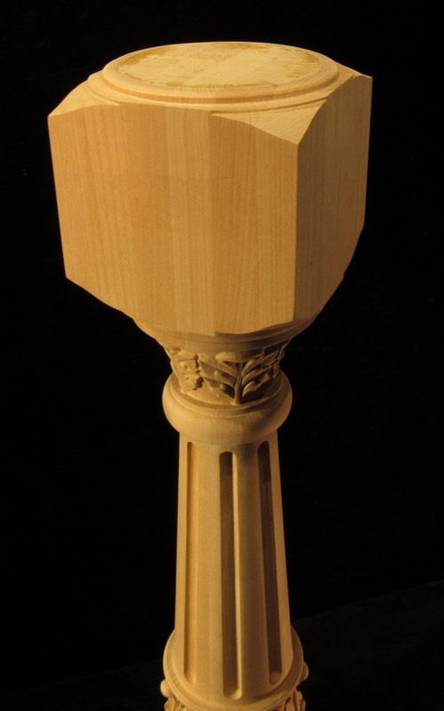 CLEARANCE - Fluted Acanthus Post - Full Round - ALDER - 8 x 43 1/2