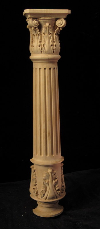 CLEARANCE - Acanthus Capital & Pedestal - Half Round - 5 3/4 x 29 3/16