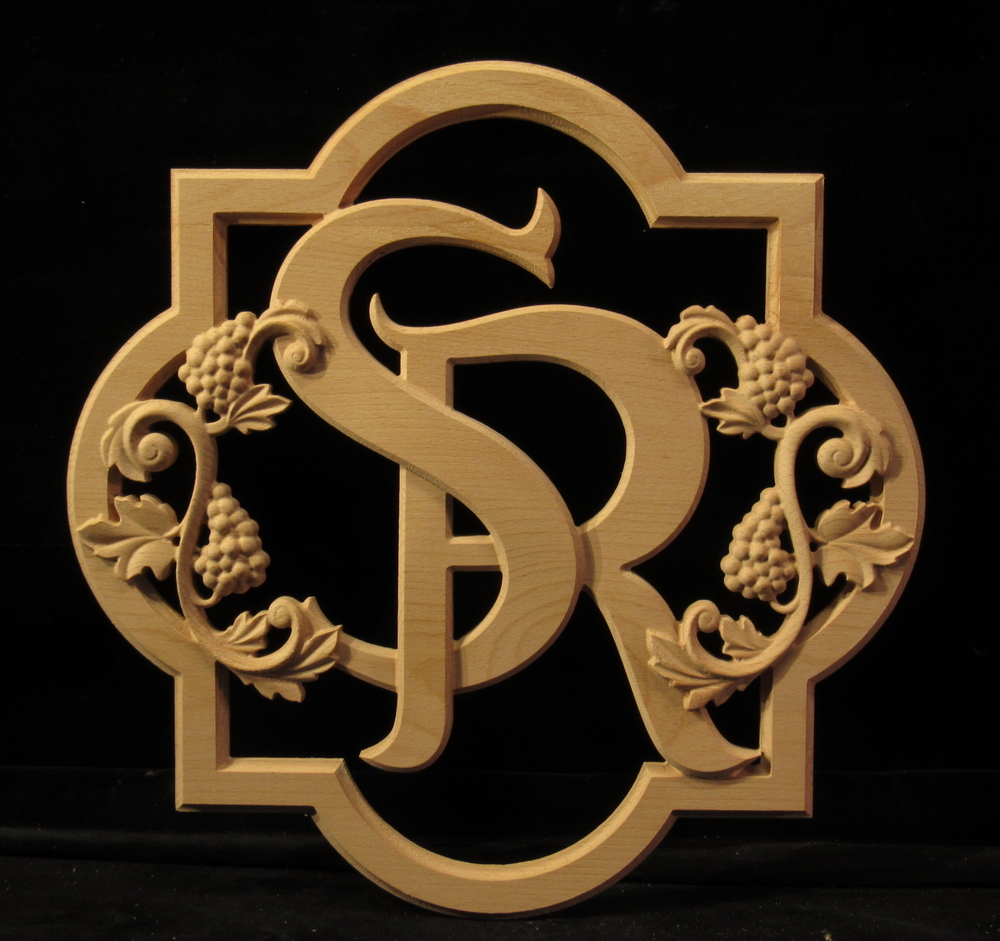 Monogram SR with Grapes | Whimsical Art, Medallions, and Client Projects