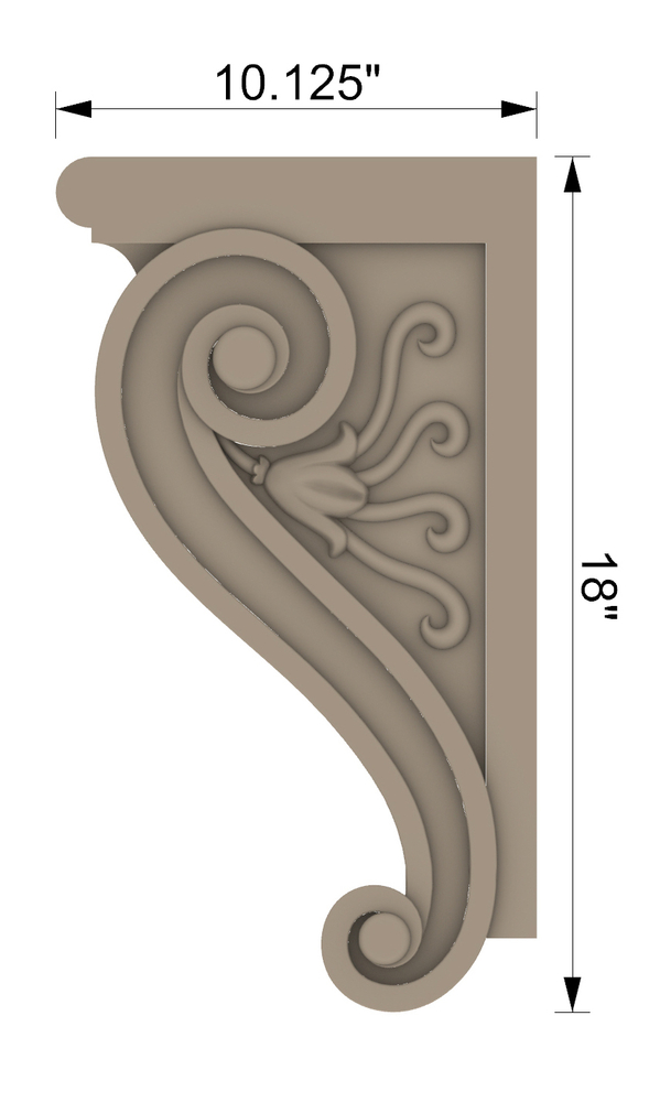 Bracket - Volute Scroll #1- 18T x 10D x 3W