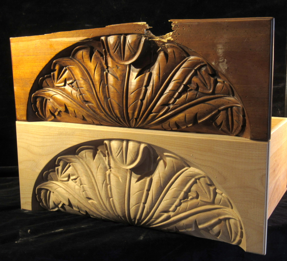 Shotgun Blast Drawer Front | Reproduction and Restoration Carvings