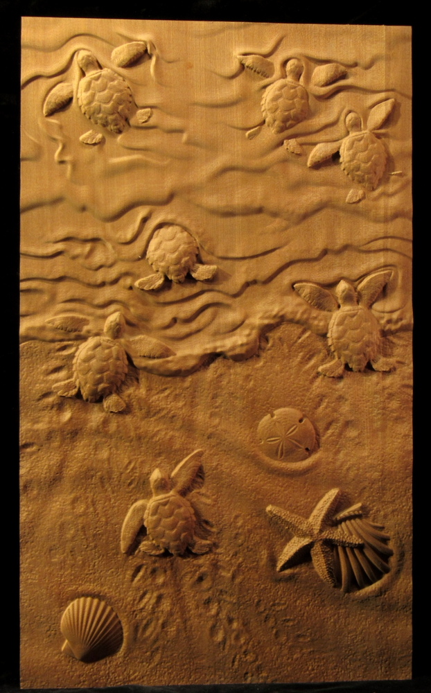 Sea Turtles at Sunrise | Custom Carved Panels