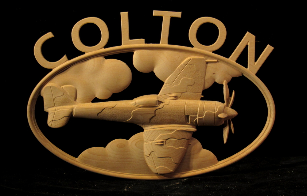 Fighter Airplane Sign | Whimsical Art, Medallions, & Client Projects