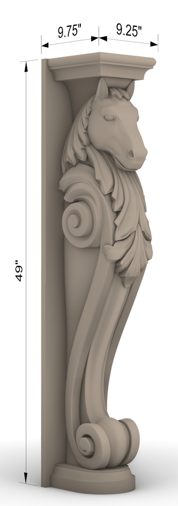 Carved Horse Mantel Post 49