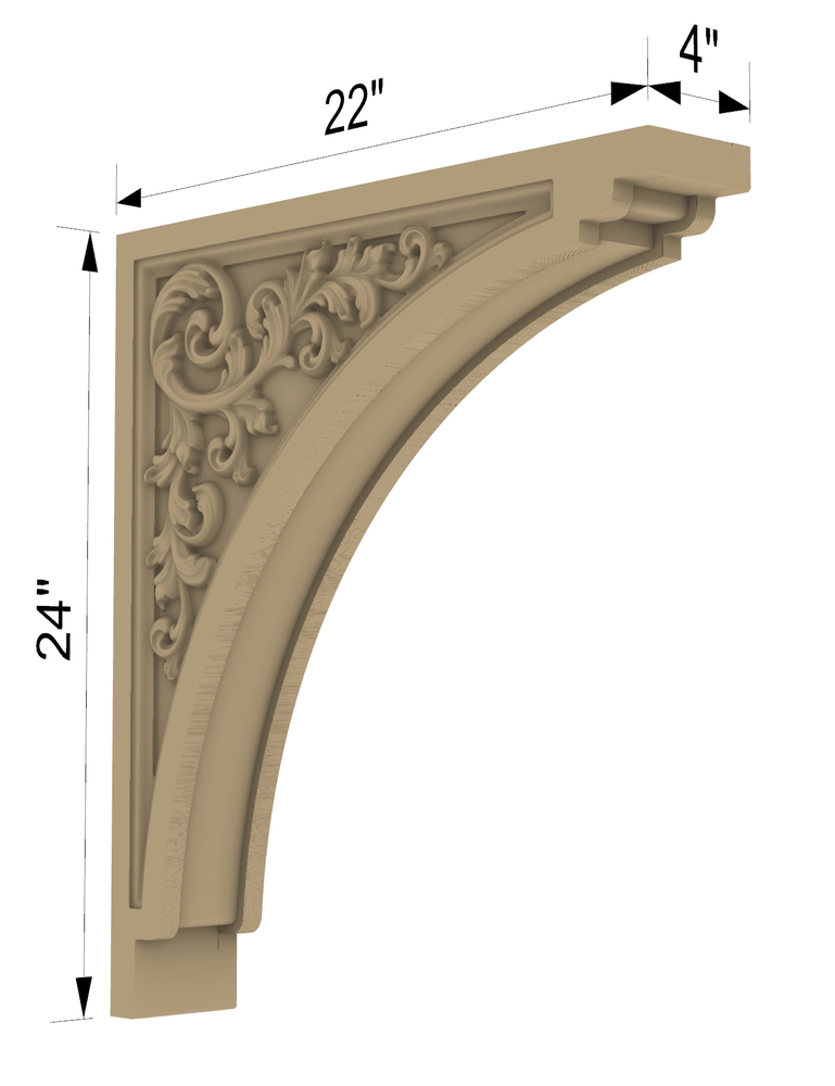 Bracket - Acanthus Whimsey - 24T x 22 x 4W
