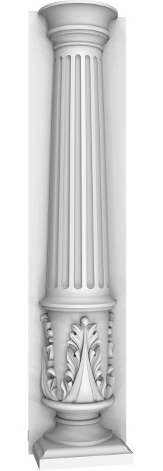 Column - Half Round Pilaster, Fluted Column, Acanthus Pedestal, Doric Capital