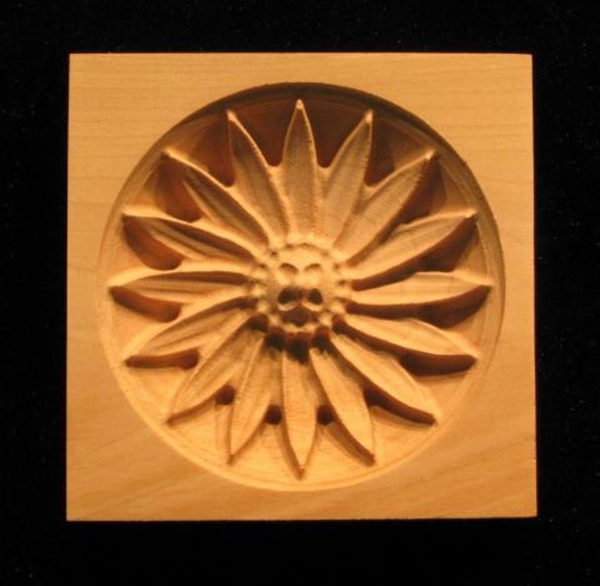 Block - Carved New Daisy carved wood