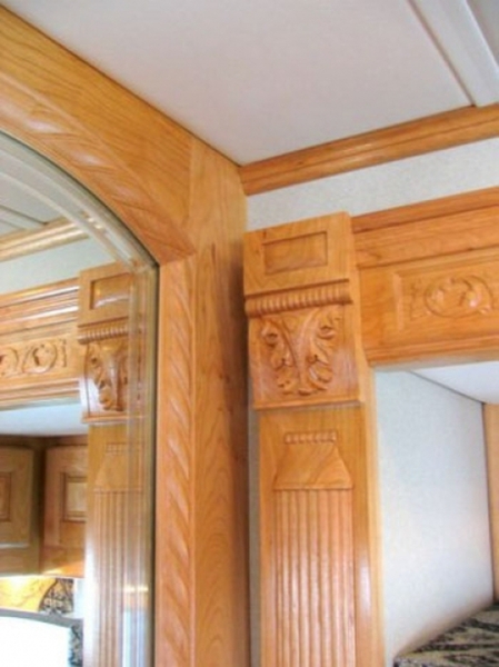 Image Monaco Coach, Signature RV Coach, carved mirror frame, carved column & corner bl
