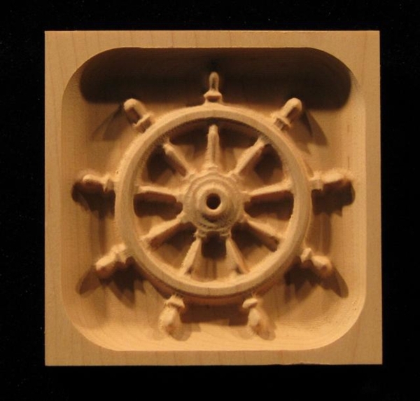 Block - Ships Wheel carved wood