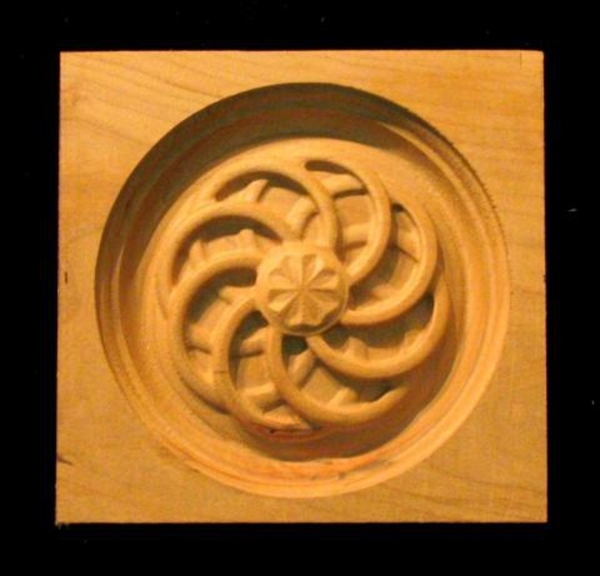 Block - Ring Flower carved wood