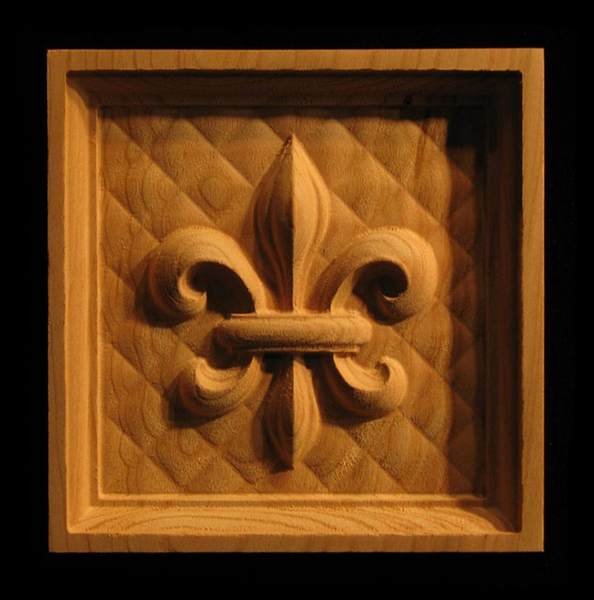 Block- Fleur de Lis #3 carved wood