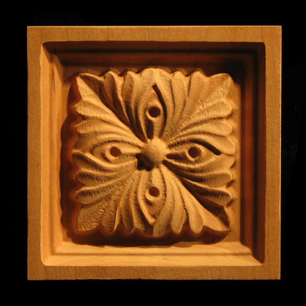 Block - Four Acanthus Leaves carved wood