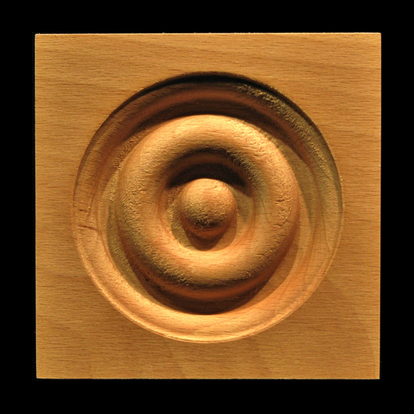 Block - Bullseye Rosette #8 Carved Wood