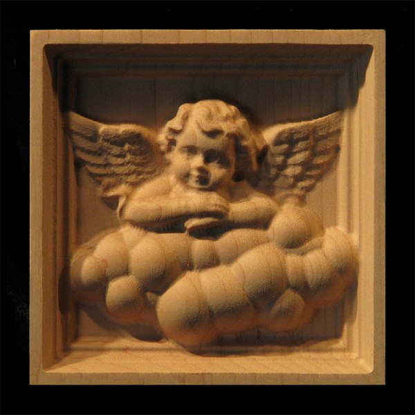 Block - Cherub Angel carved wood