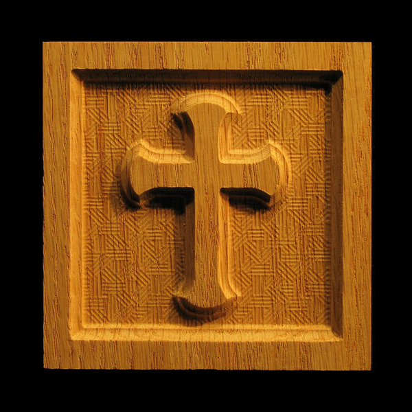 Block - Cross carved wood